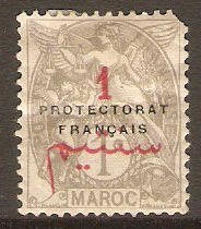 French Morocco 1914 1c on 1c Grey. SG40.